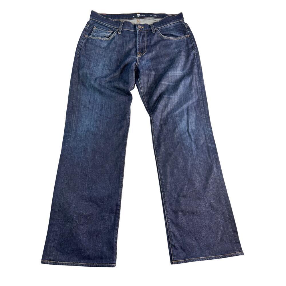 7 For All Mankind Austyn Jeans Mens 32 Dark Wash Relaxed Straight Made USA